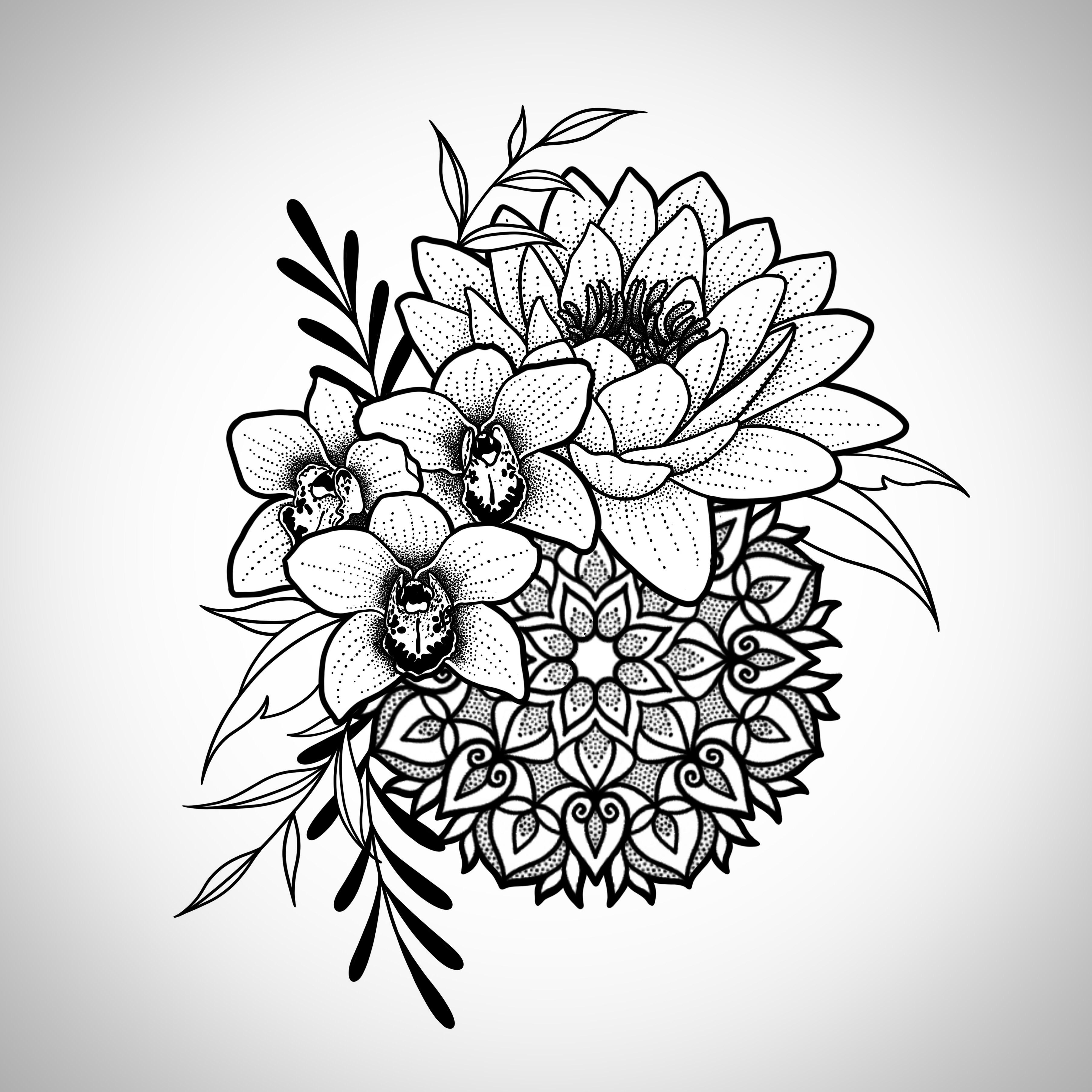 Floral Mandala Tattoo Design, Me, Digital Art, 2021 : r/Art