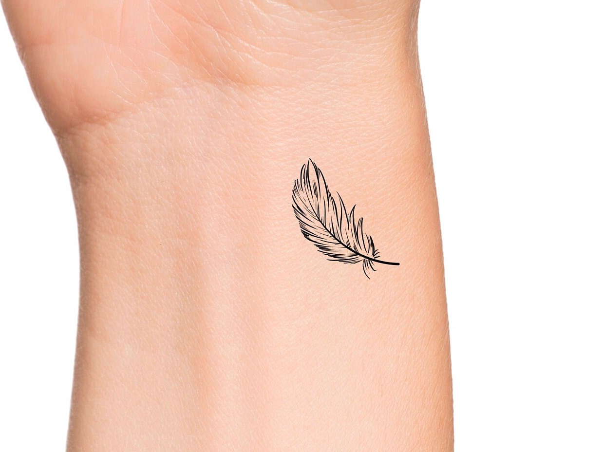 Small Feather Temporary Tattoo - Etsy
