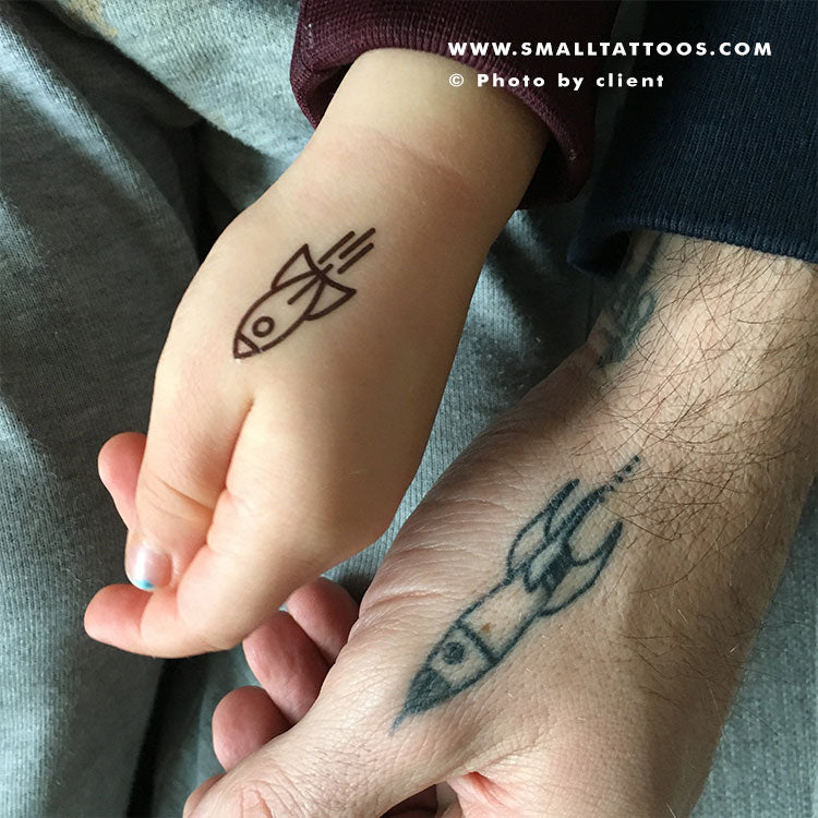 Minimalist Rocket Temporary Tattoo (Set of 3)