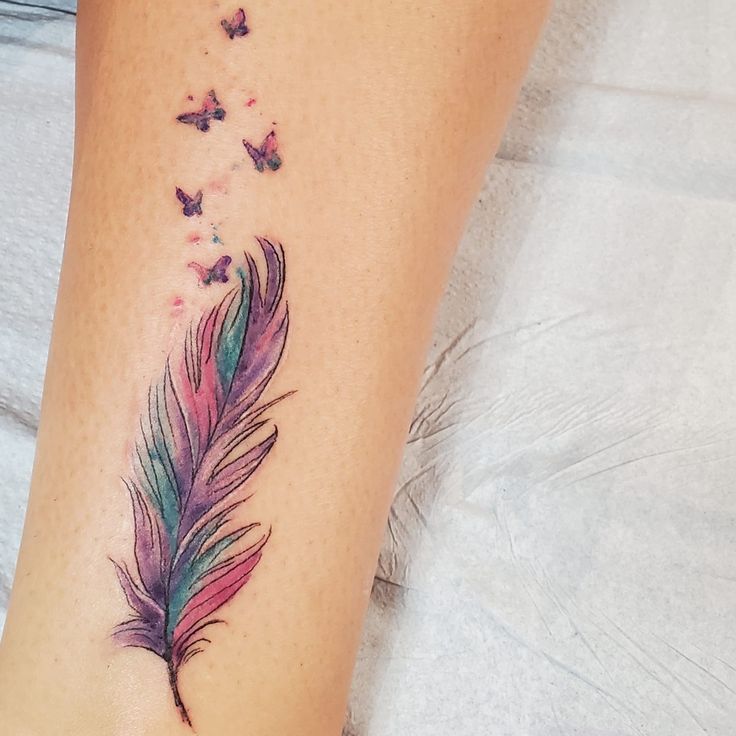 Watercolor Feather Tattoo