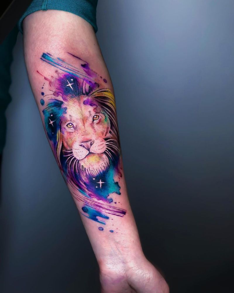 awesome watercolor lion tattoo : r/Tattoocoverups