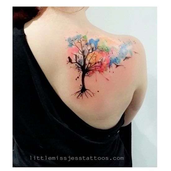 13 Best Watercolor Tree Tattoos ideas | tattoos, tree tattoo ...