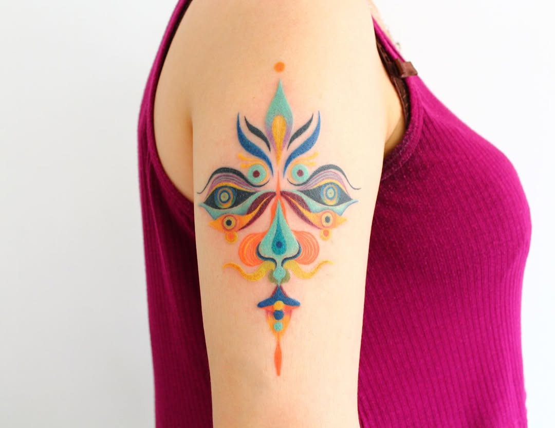 Vibrant Floral Mandala Arm Tattoo Inspiration