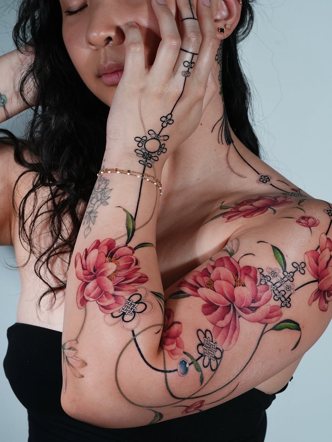 Beautiful floral arm tattoos for women