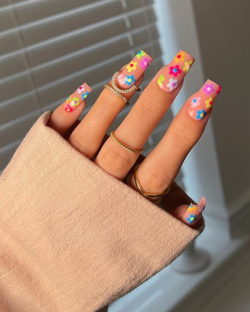 Bright Floral Nails
