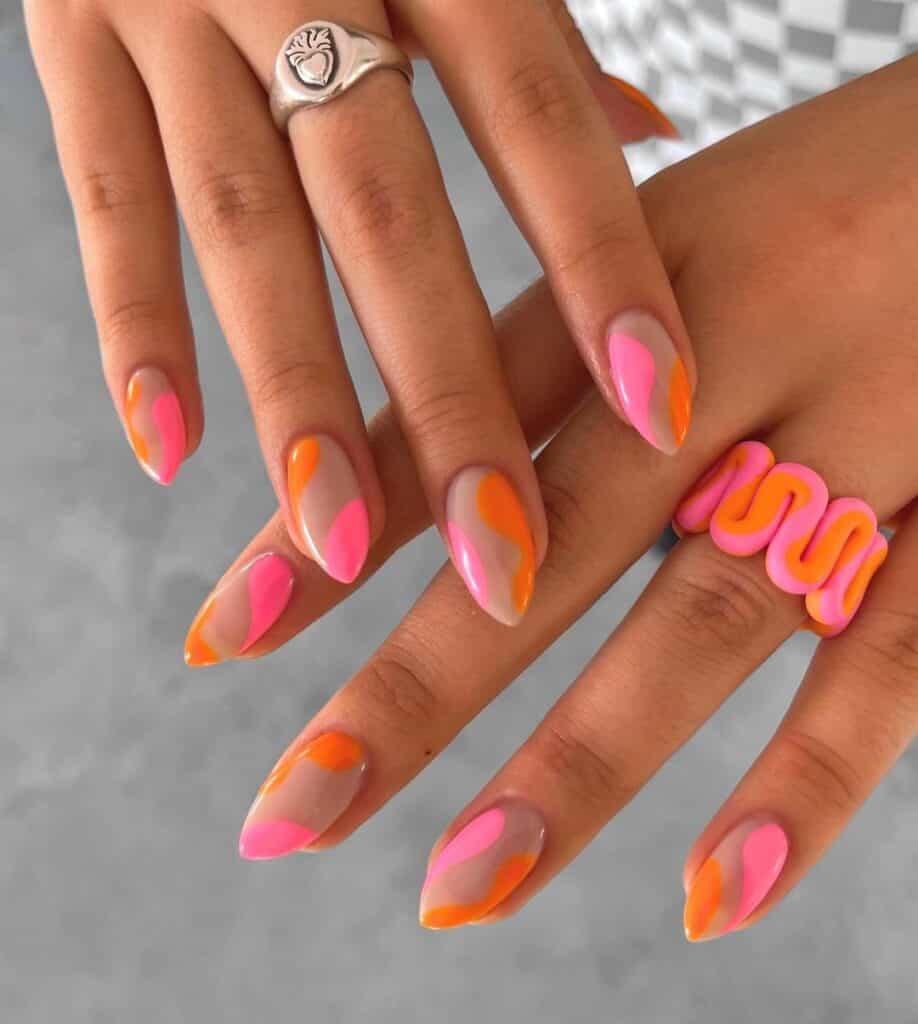 Peach and Pink Nails for August