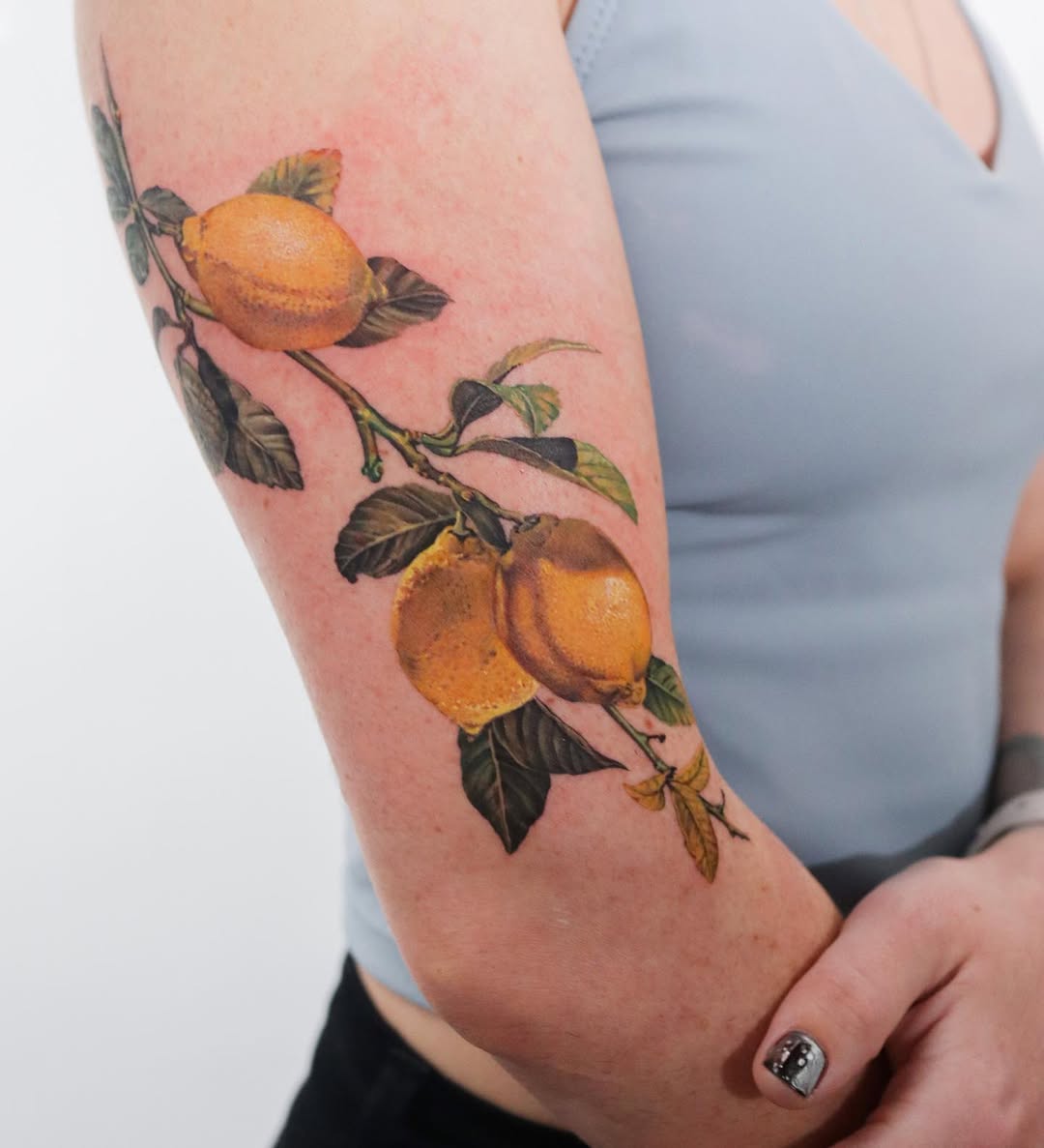 Vibrant and Lively Lemon Tattoo Design