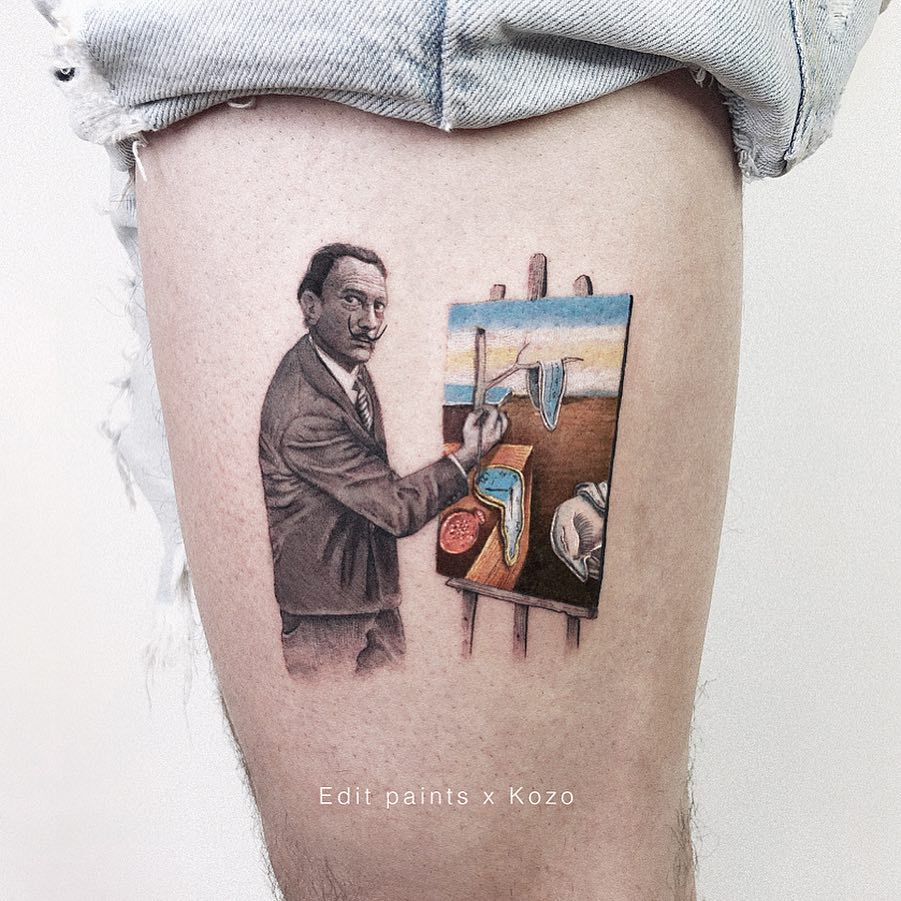 Unique Salvador Dalí-inspired tattoo sleeve design