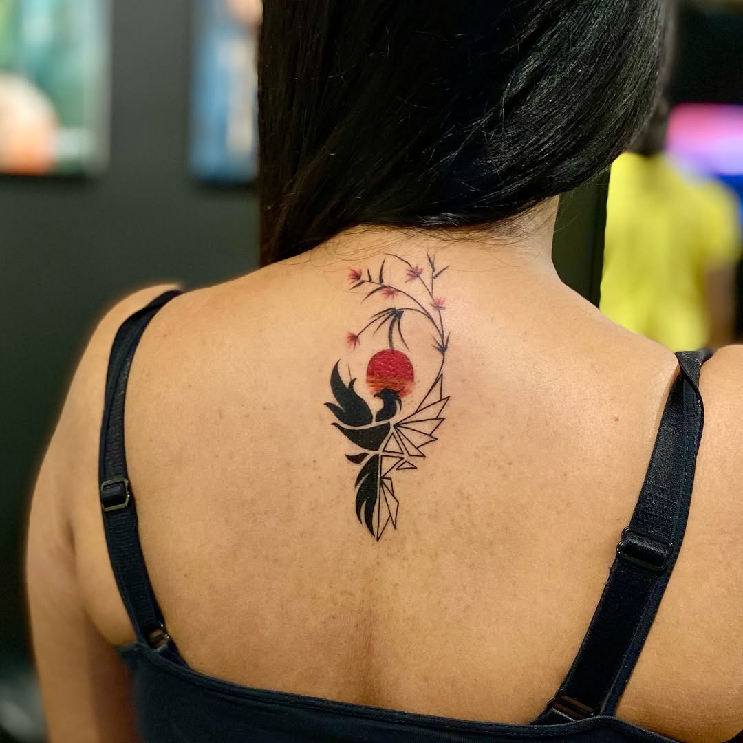 Elegant rebirth tattoo featuring floral elements