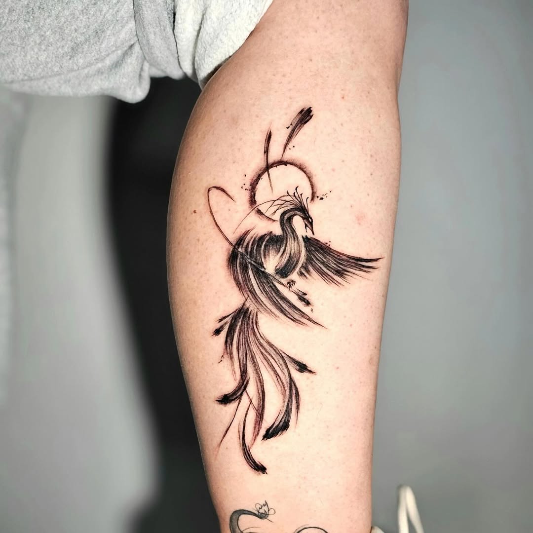 Elegant phoenix tattoo symbolizing new beginnings