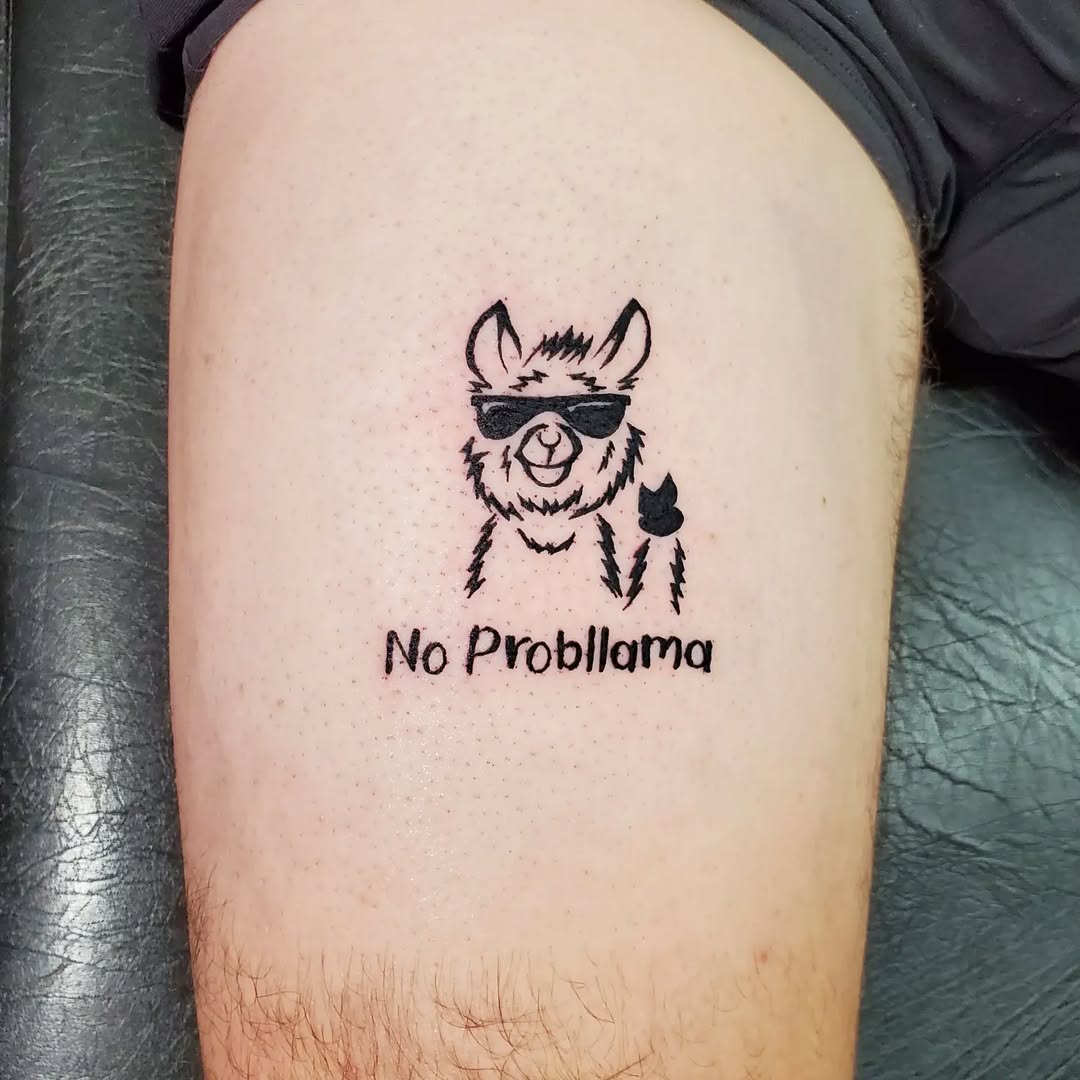 Playful and humorous llama tattoo design