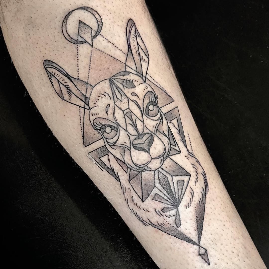 Stylish geometric llama tattoo with intricate details
