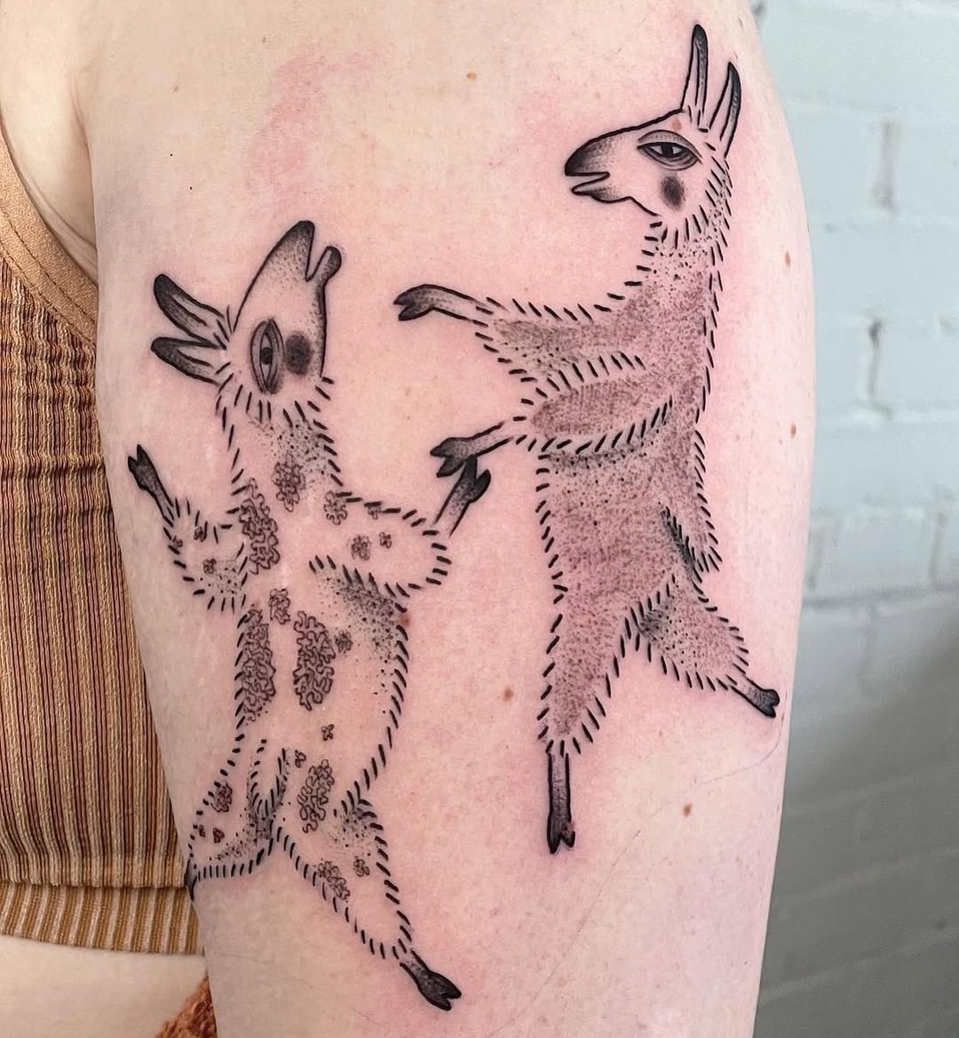 Charming llamas in a playful dance design