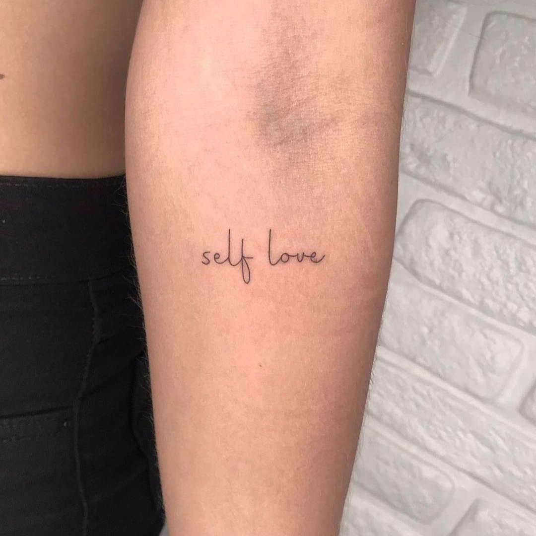 Self-love line art tattoo