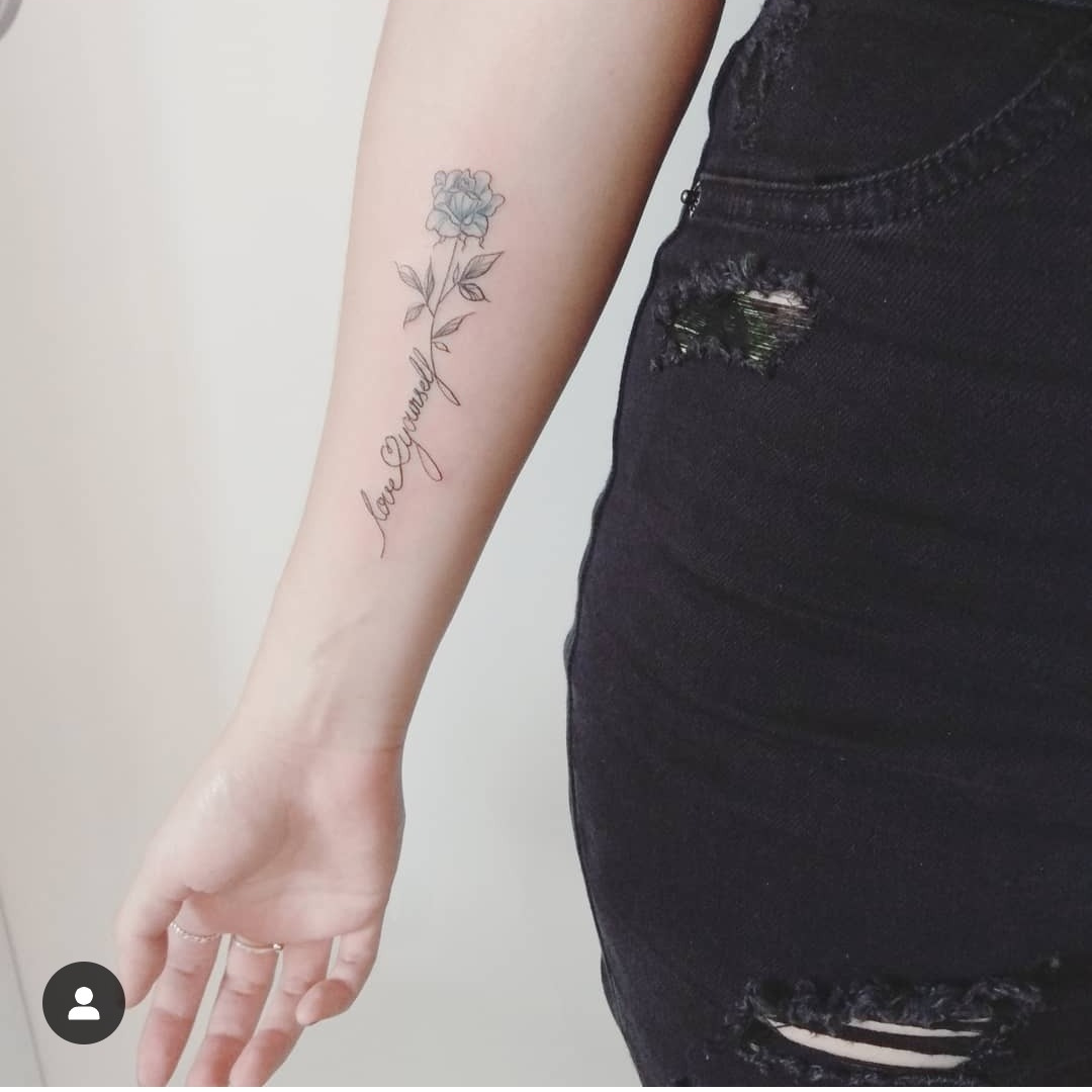 Love yourself flower tattoo