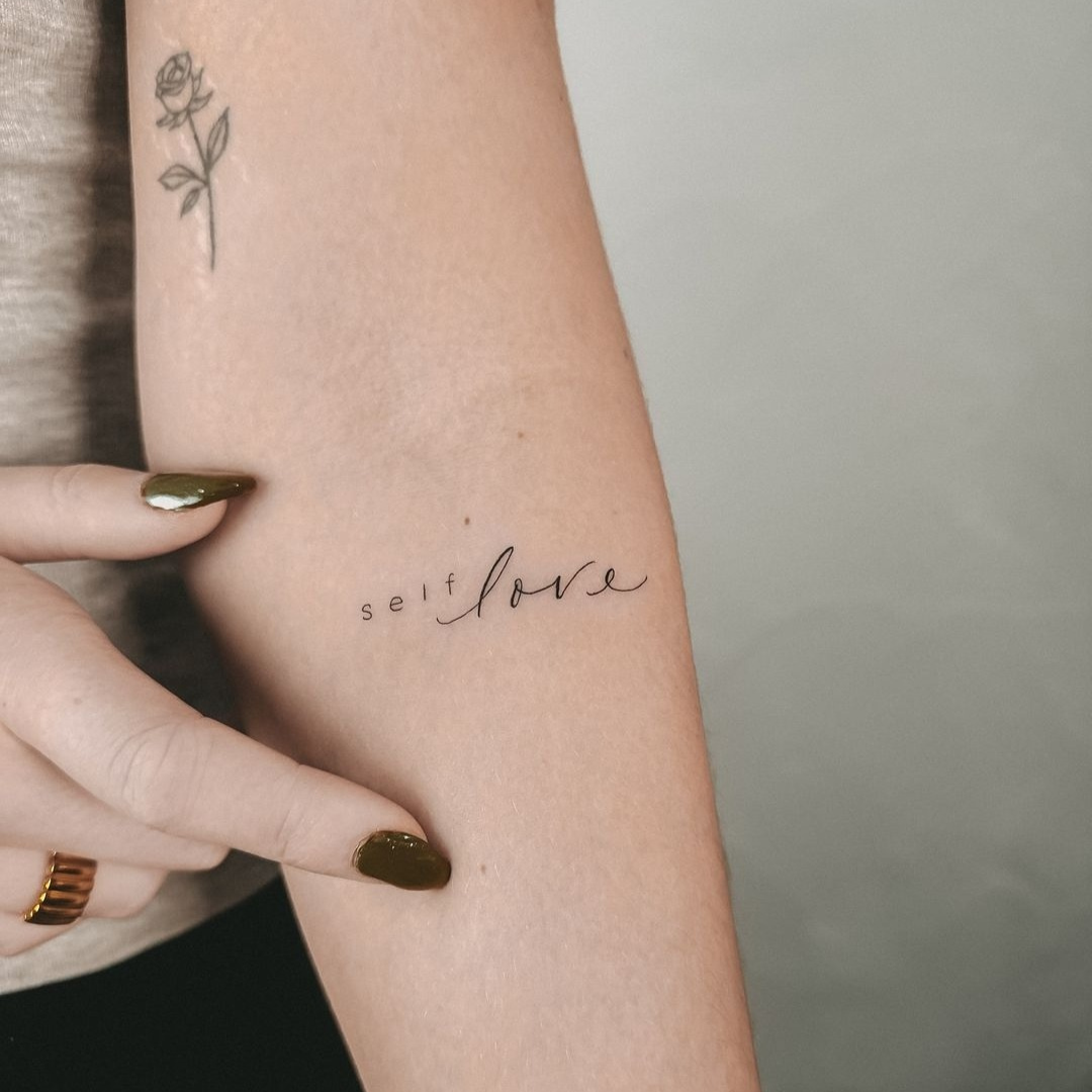 Line art self-love tattoo