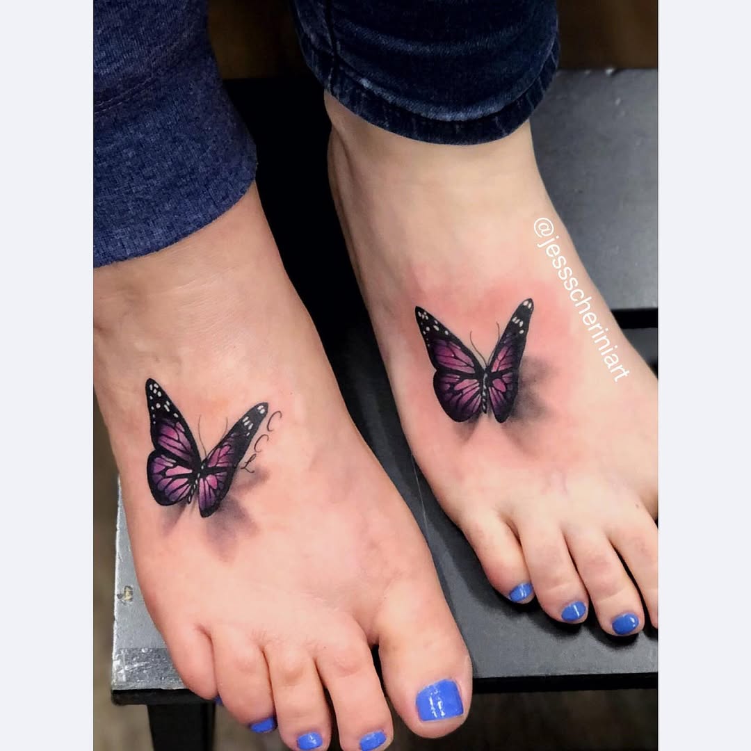 Beautiful butterfly tattoos connecting mother and daughter