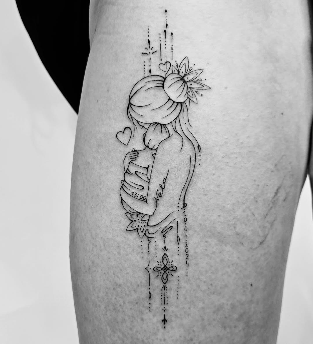 Emotional representation of motherhood in ink