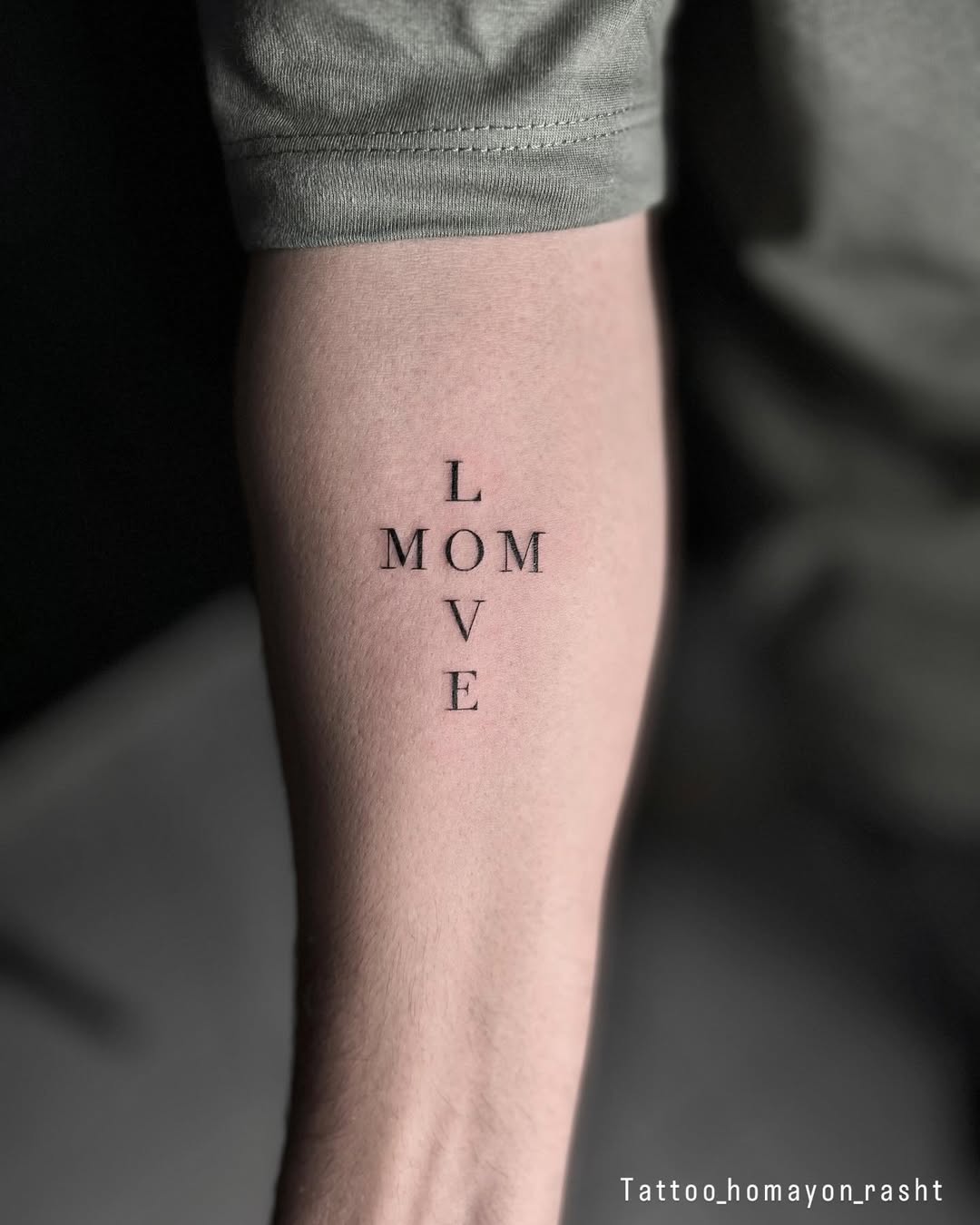 Minimalist Mom Tattoo with Love Lettering