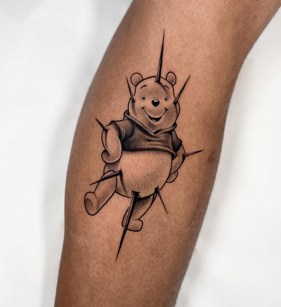 Charming Winnie the Pooh Tattoo with Sharp Details