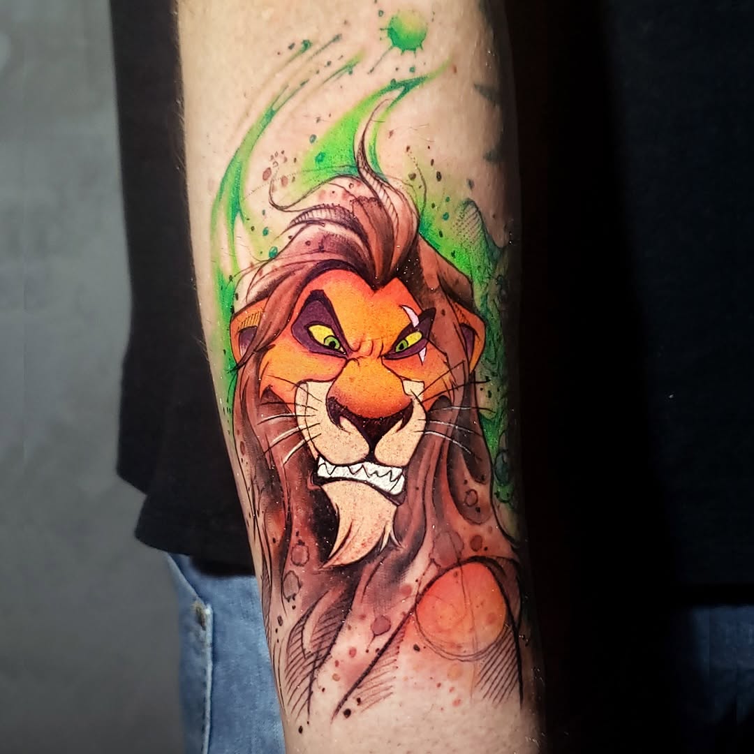 Vibrant Scar Tattoo Inspired by Disney