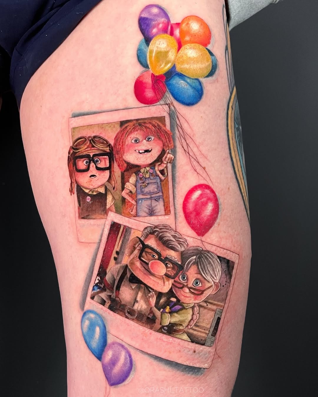 Colorful Up-Inspired Disney Tattoo Design