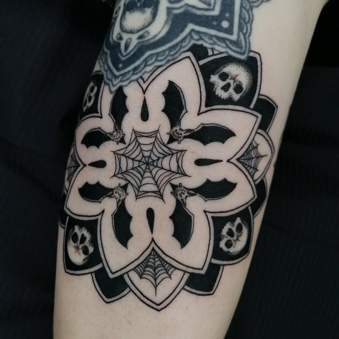 Intricate floral design with gothic elements