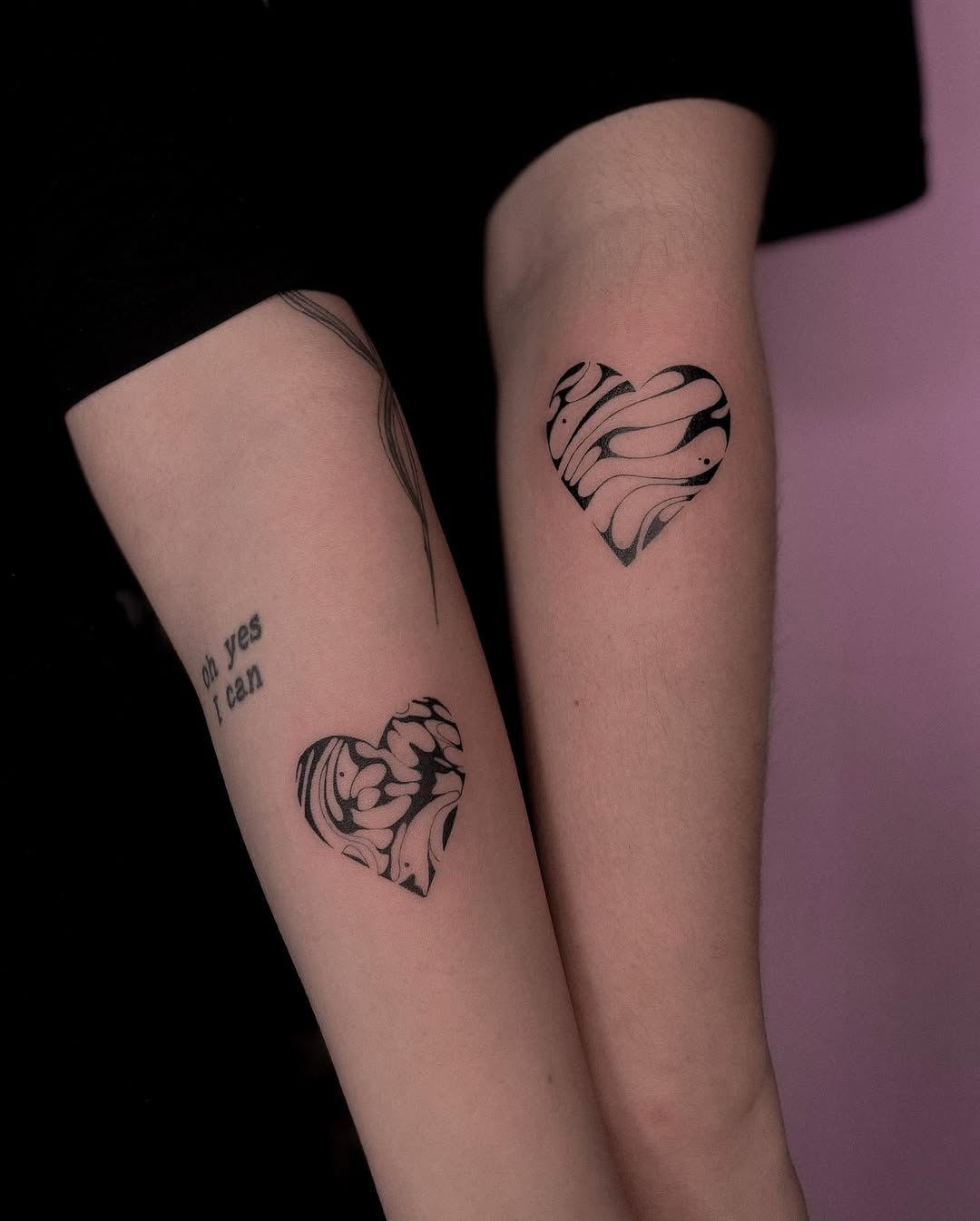 Stylish black ink heart tattoo designs