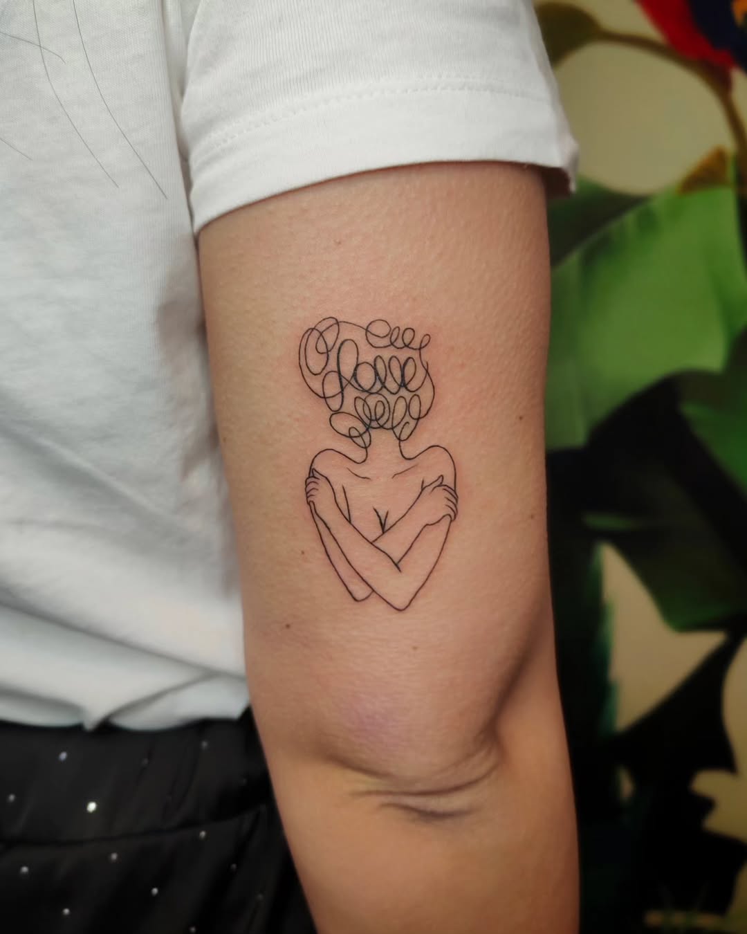 Minimalist female silhouette tattoo design inspiration