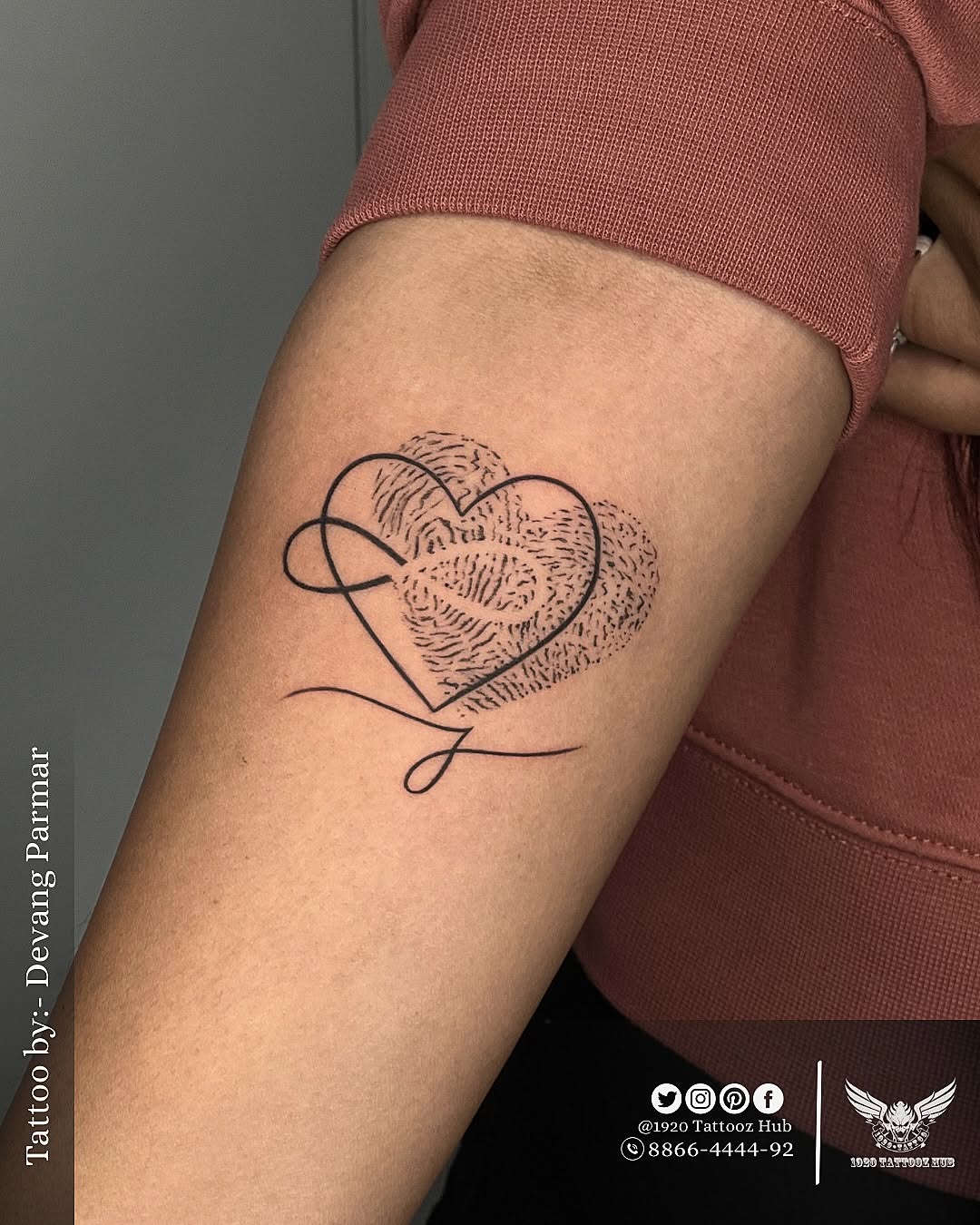 Intricate heart tattoo with unique textures