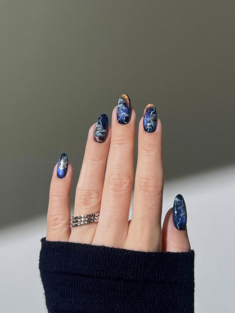 Blue Galaxy Nails