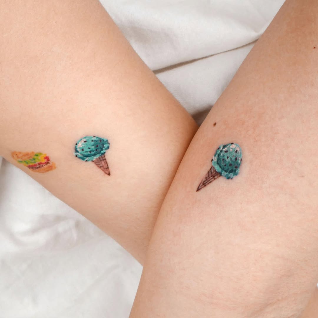 Cute ice cream tattoos for best friends