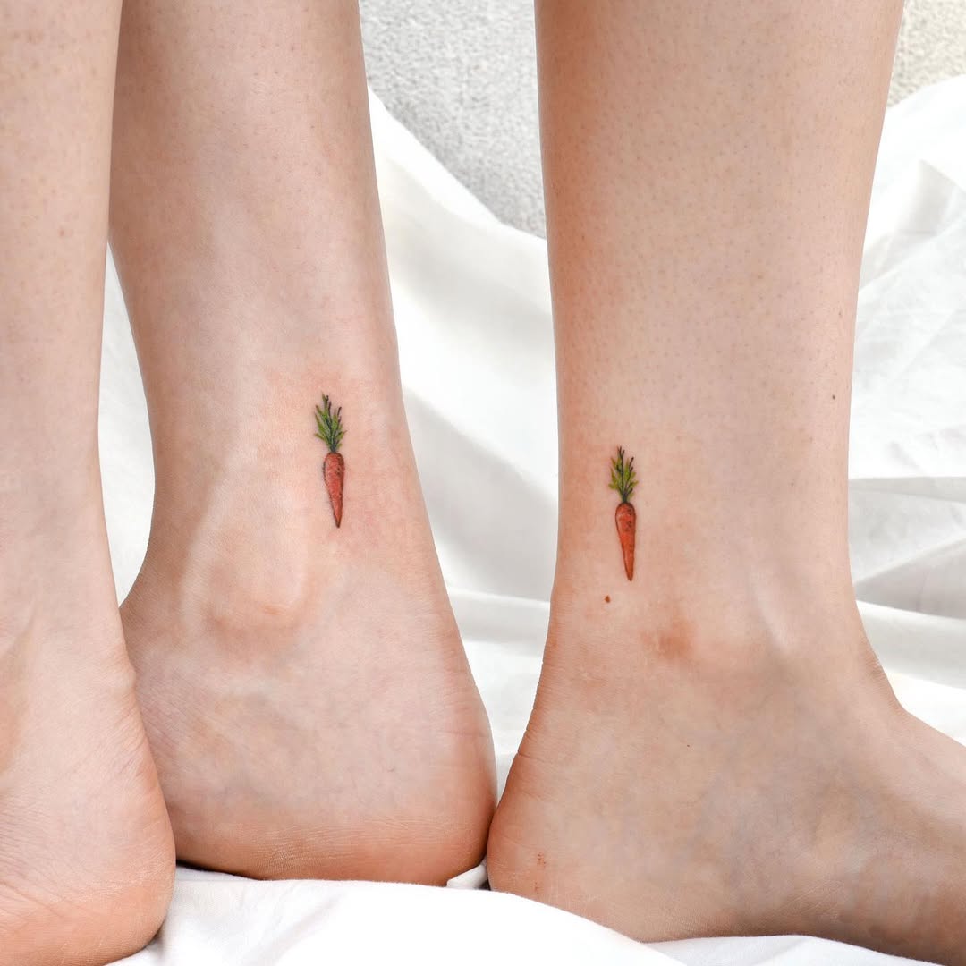 Cute matching carrot tattoos for best friends