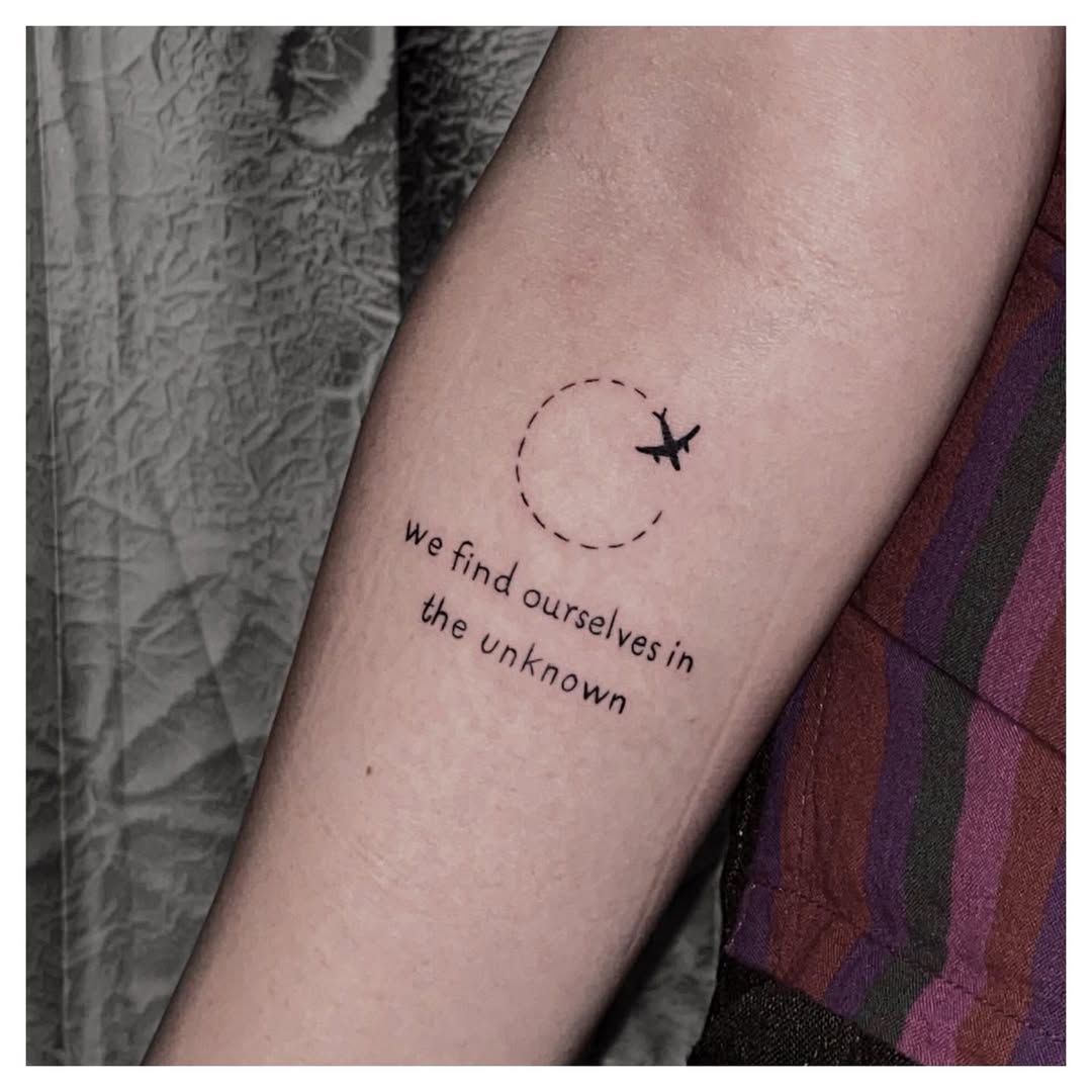 Inspirational airplane tattoo with meaningful quote