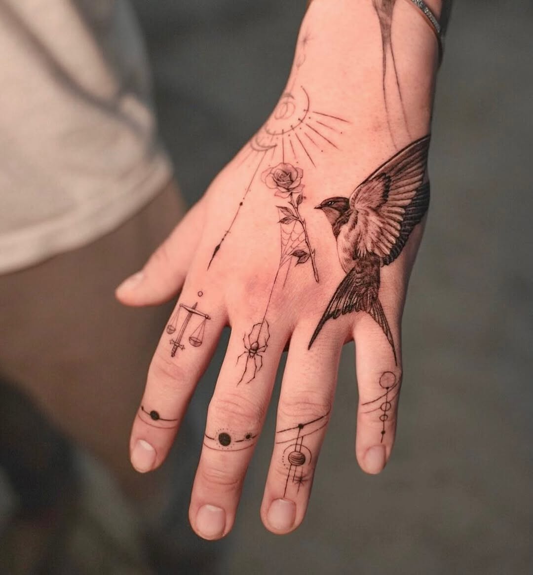 Elegant swallow tattoo on the hand