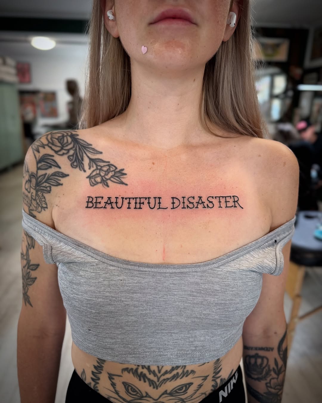 Bold statement with elegant chest ink.