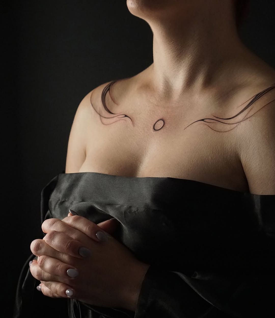 Elegant minimalist chest tattoo design concept