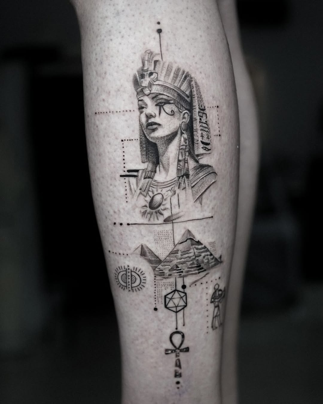 Intricate Egyptian Queen Tattoo Design