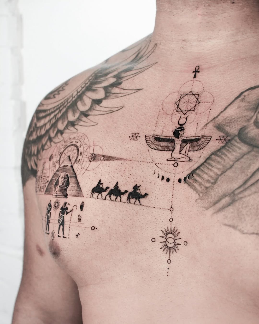 Symbolic Egyptian Tattoo with Hieroglyphs