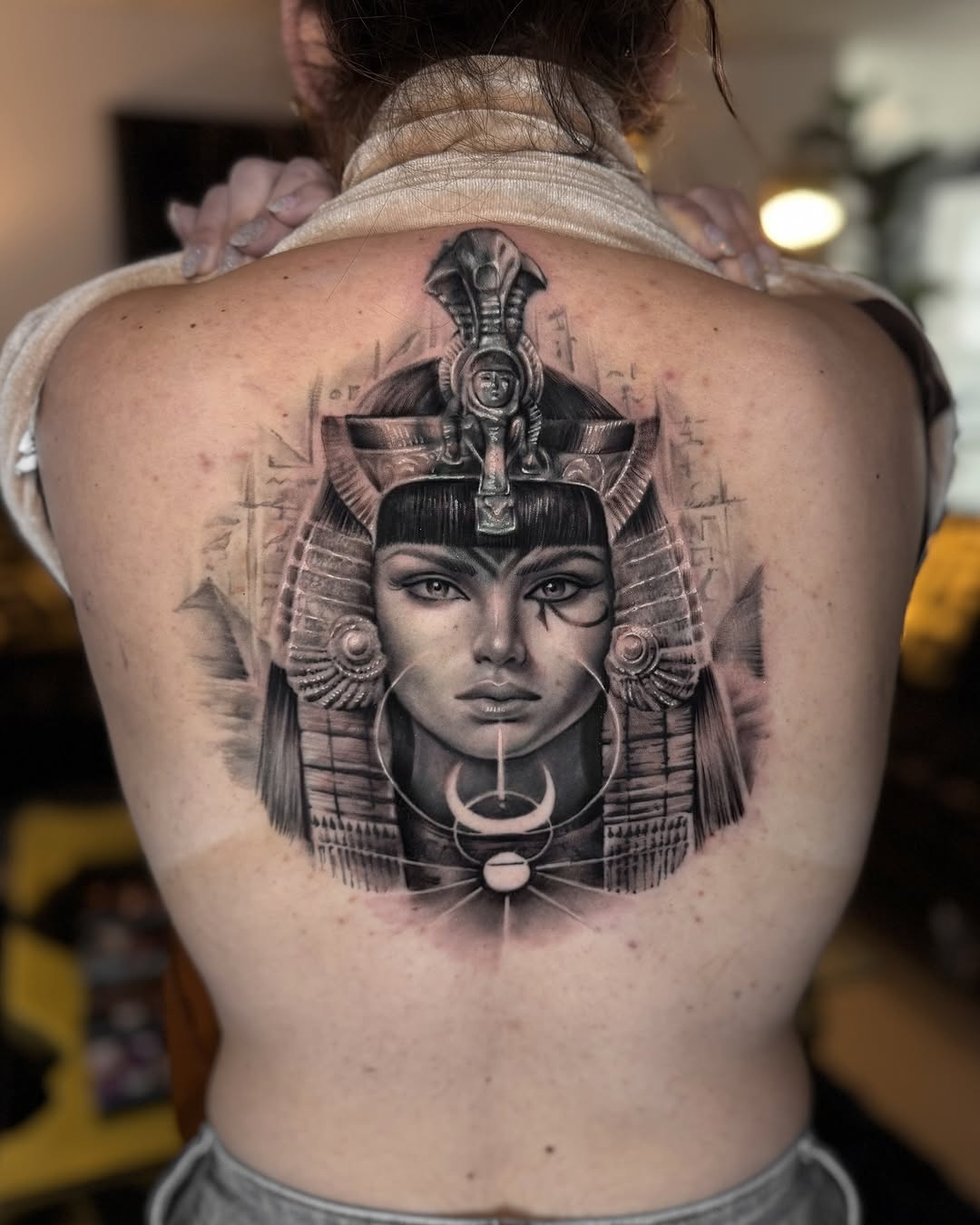 Intricate Egyptian Queen Tattoo Design