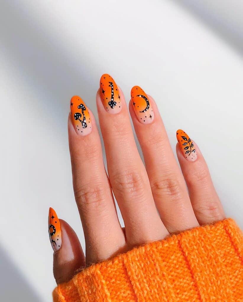 Burnt Orange Short Halloween Nails 