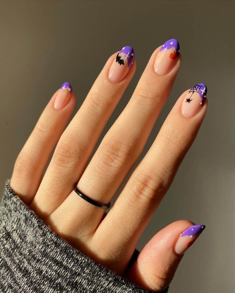 Purple Short Halloween Nails