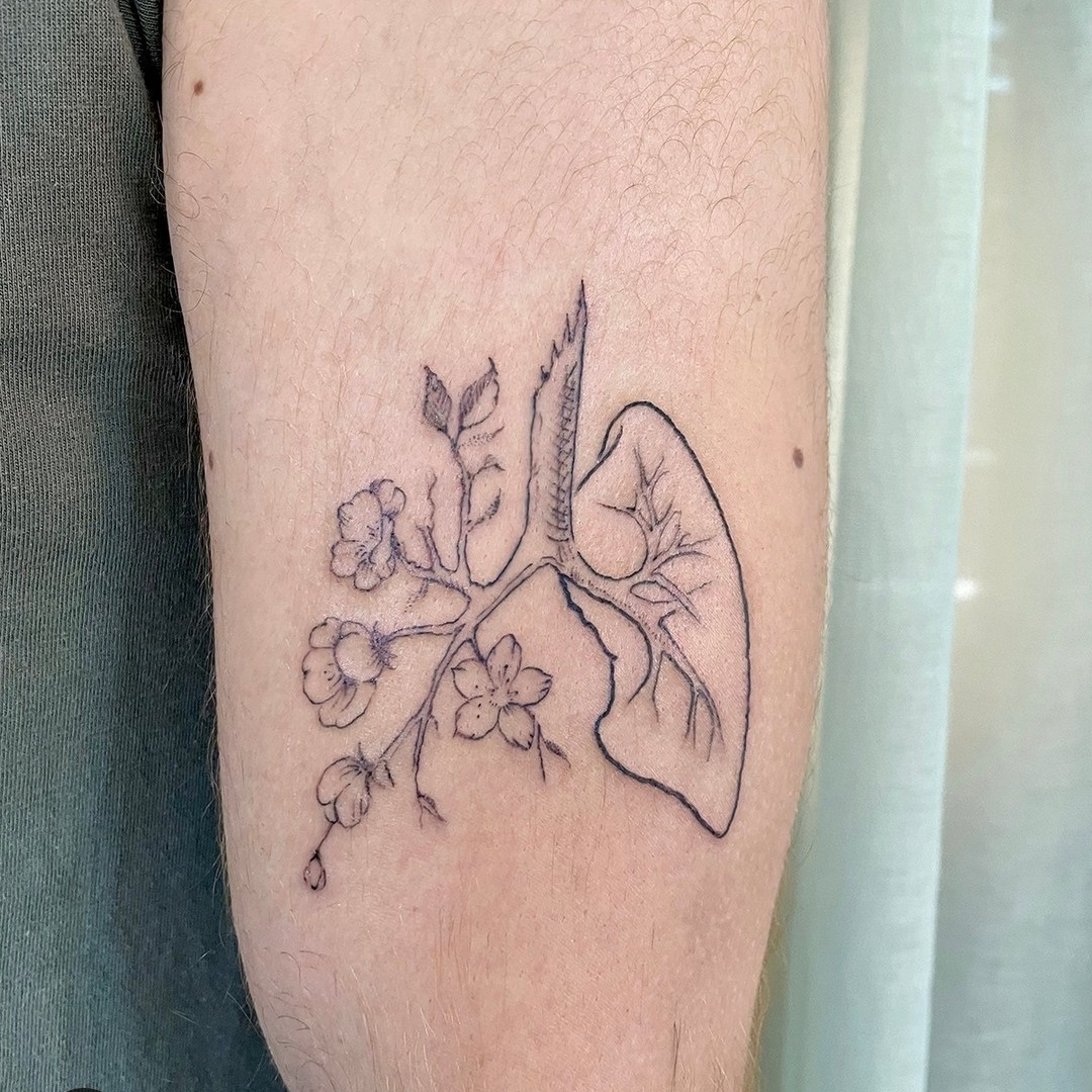Creative Lung Inhale Exhale Tattoo