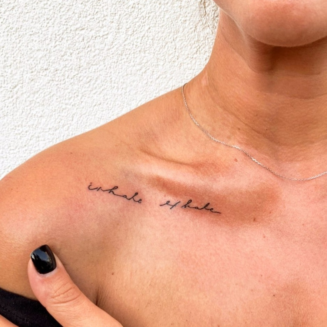 Minimalist inhale exhale tattoo