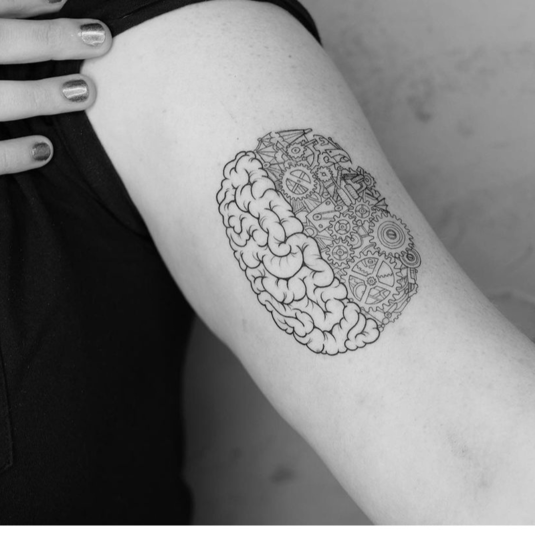 simple brain tattoo for anxiety