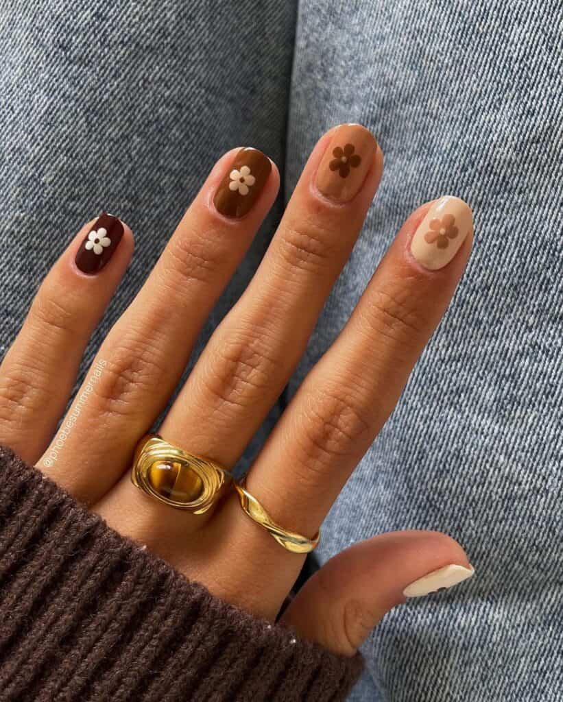 Cozy Autumn Floral Nails