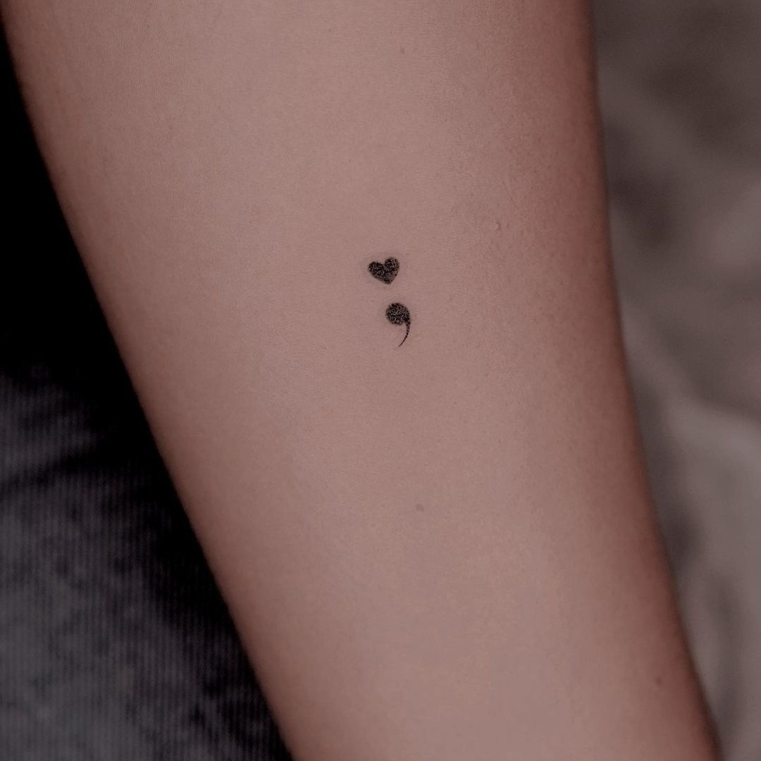 semicolon tattoo heart