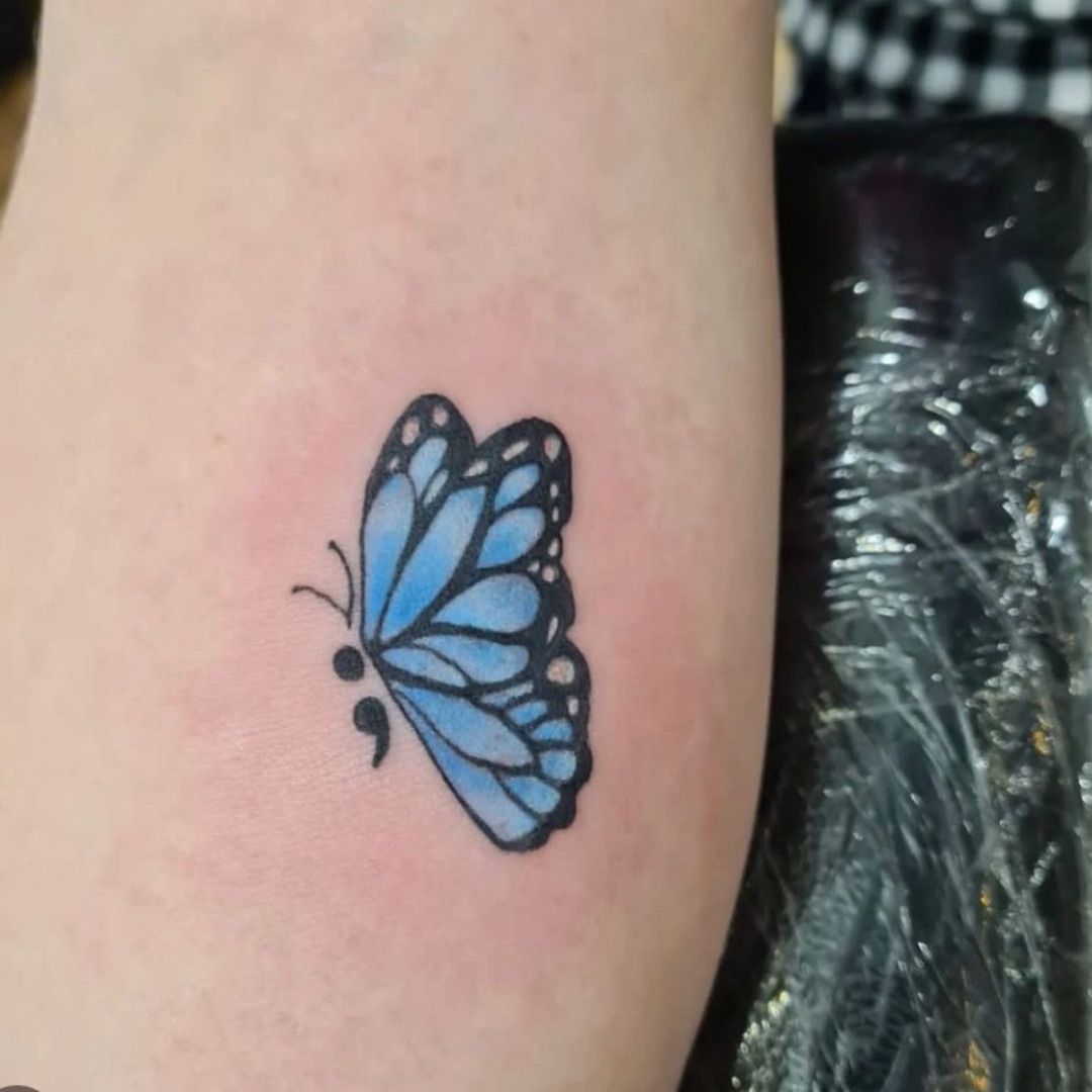 Semicolon Butterfly tattoo