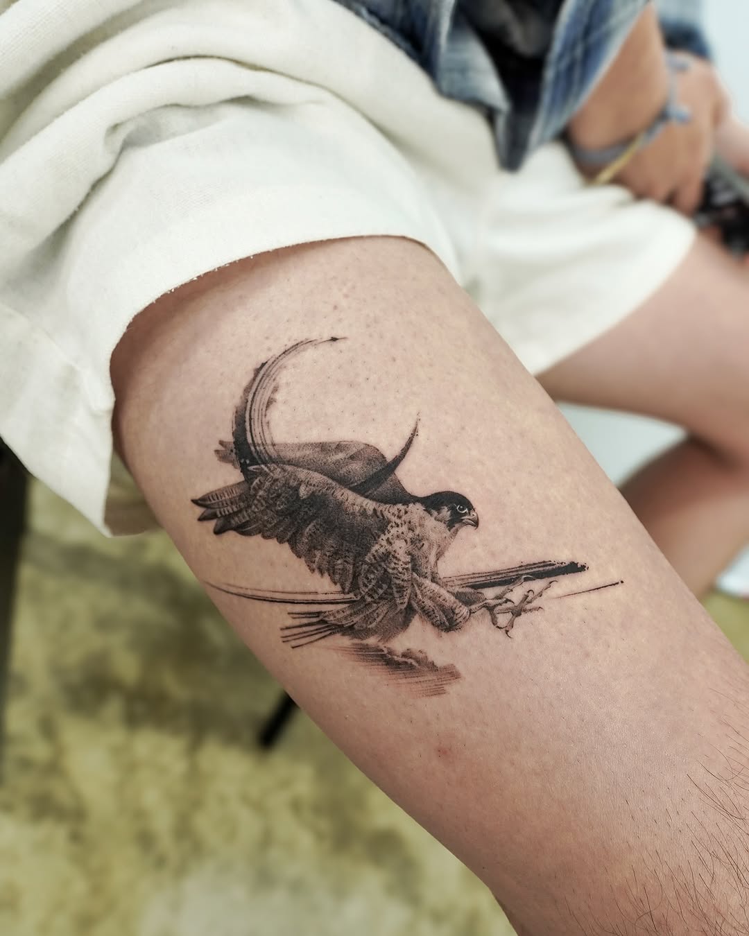 Stunning Hawk Tattoo in Flight with Precision