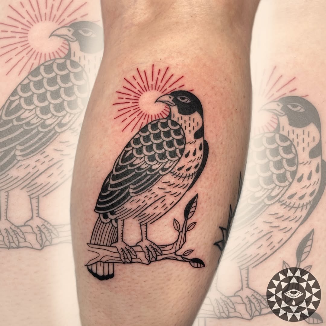 Stunning Hawk Tattoo in Vintage Style